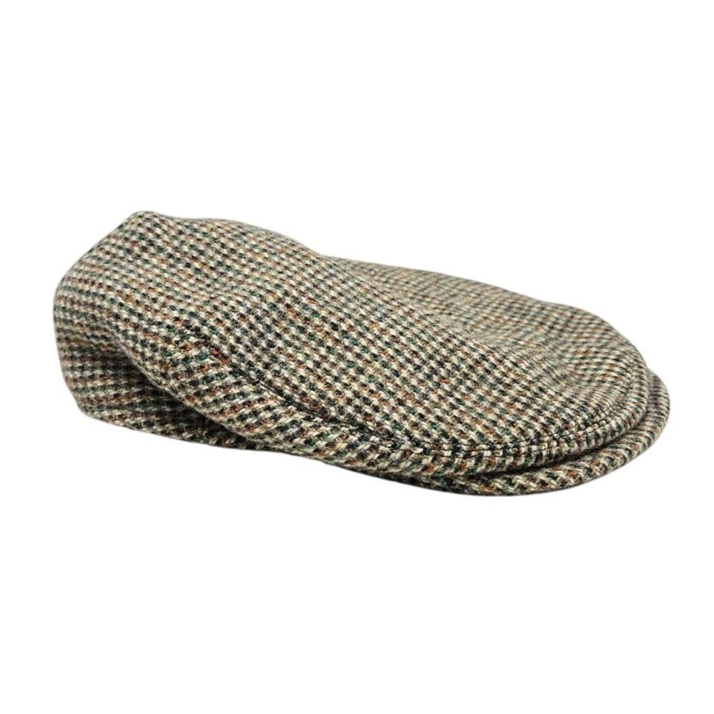 Vintage Dunn & Co Tweed Cabbie Hat Wool British Houndstooth Harris Tweed